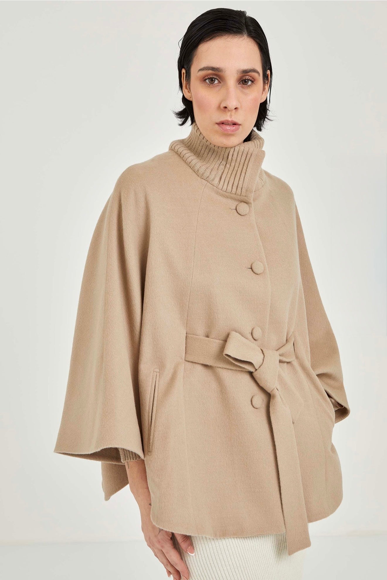 Lisbon Alpaca Cape with Waist Tie