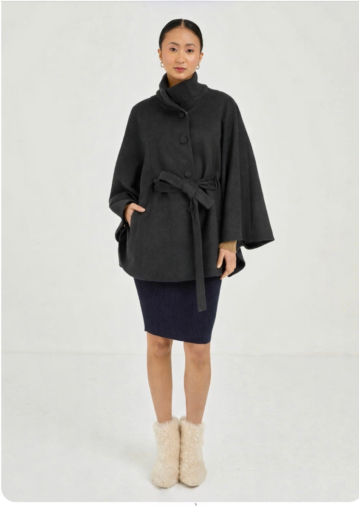Lisbon Alpaca Cape with Waist Tie