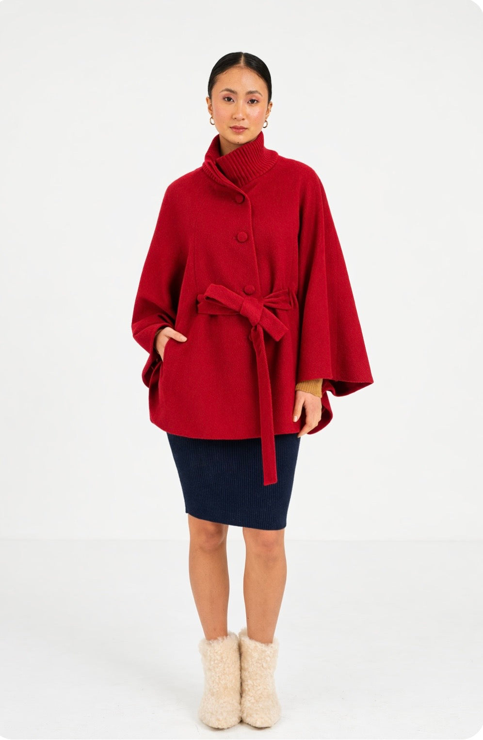 Lisbon Alpaca Cape with Waist Tie