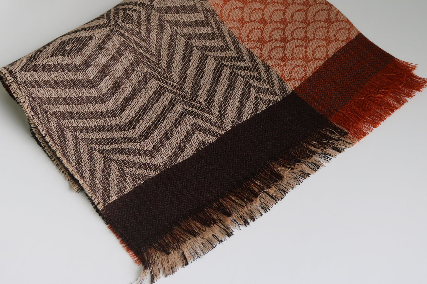 Cali Brown/Brick Animal Print Alpaca & Silk Shawl