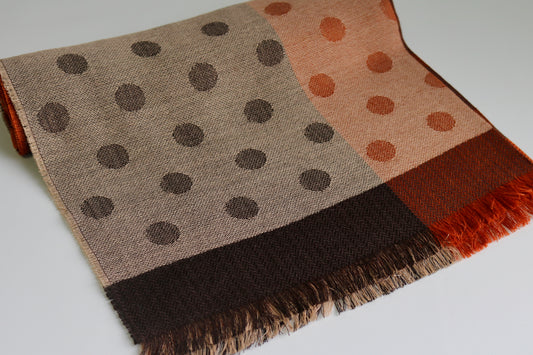 Lima Brown/Brick Polka Print Alpaca & Silk Shawl