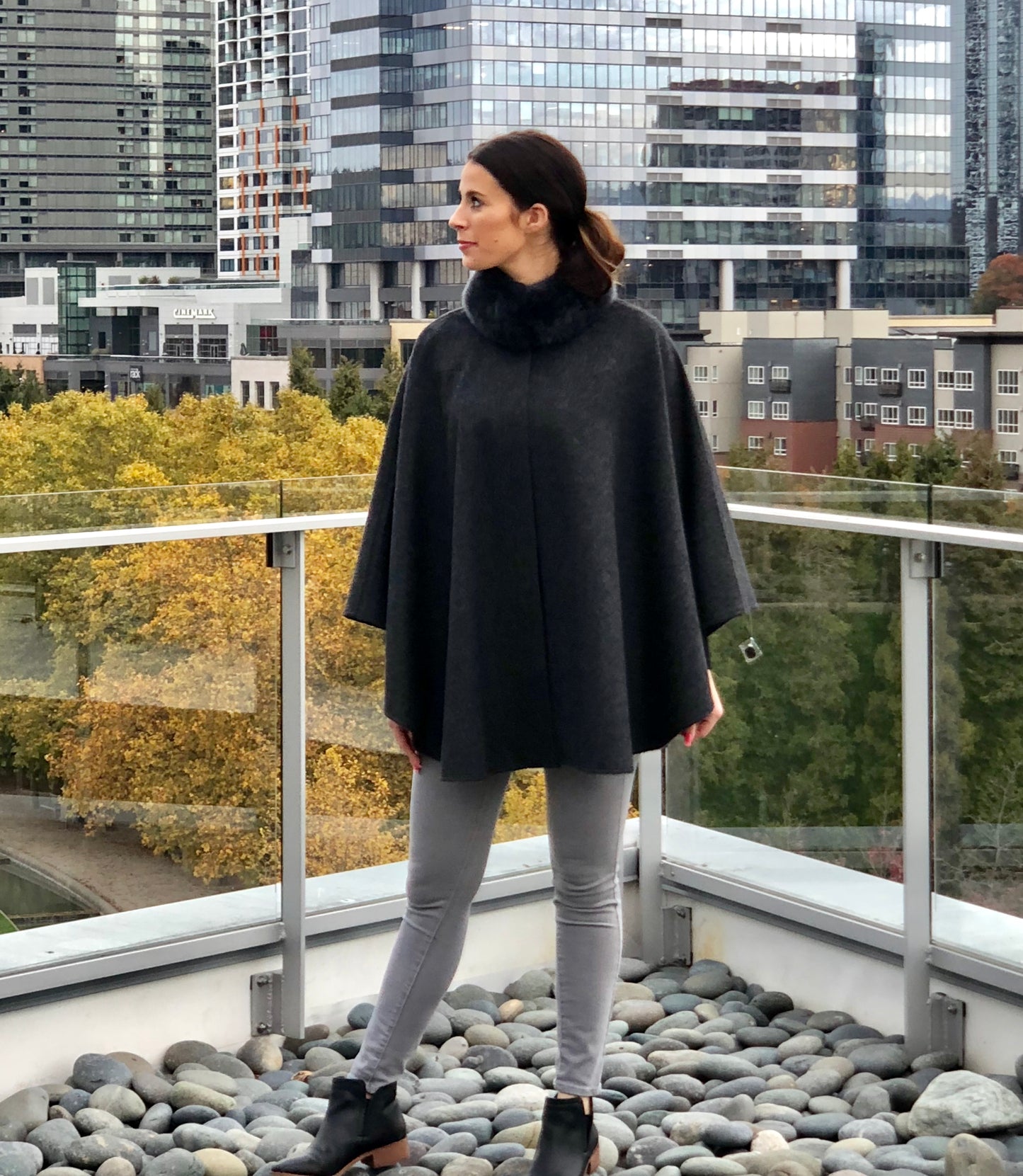 Paris Alpaca Cape With Mandarin Collar