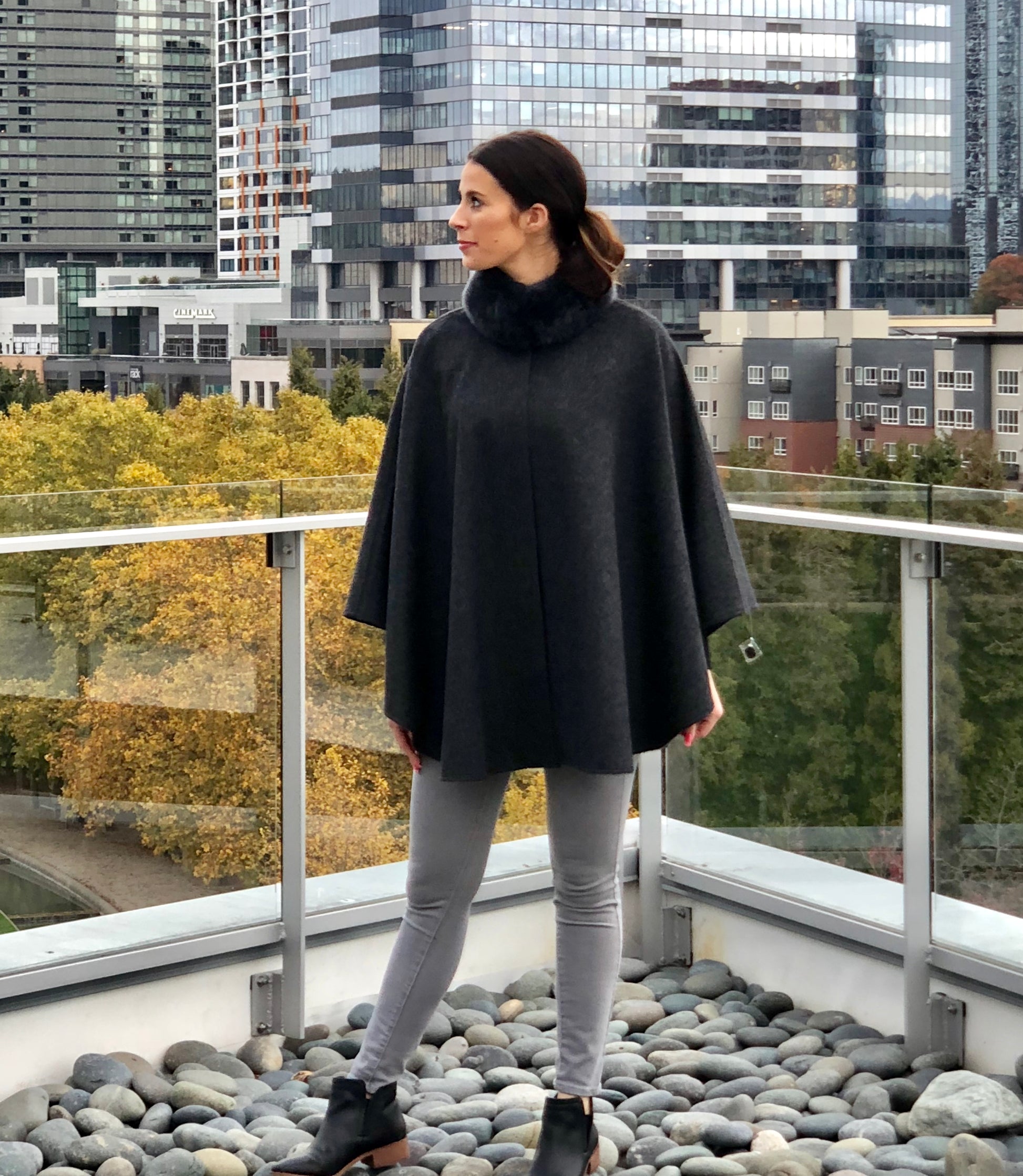 Paris Alpaca Cape With Mandarin Collar