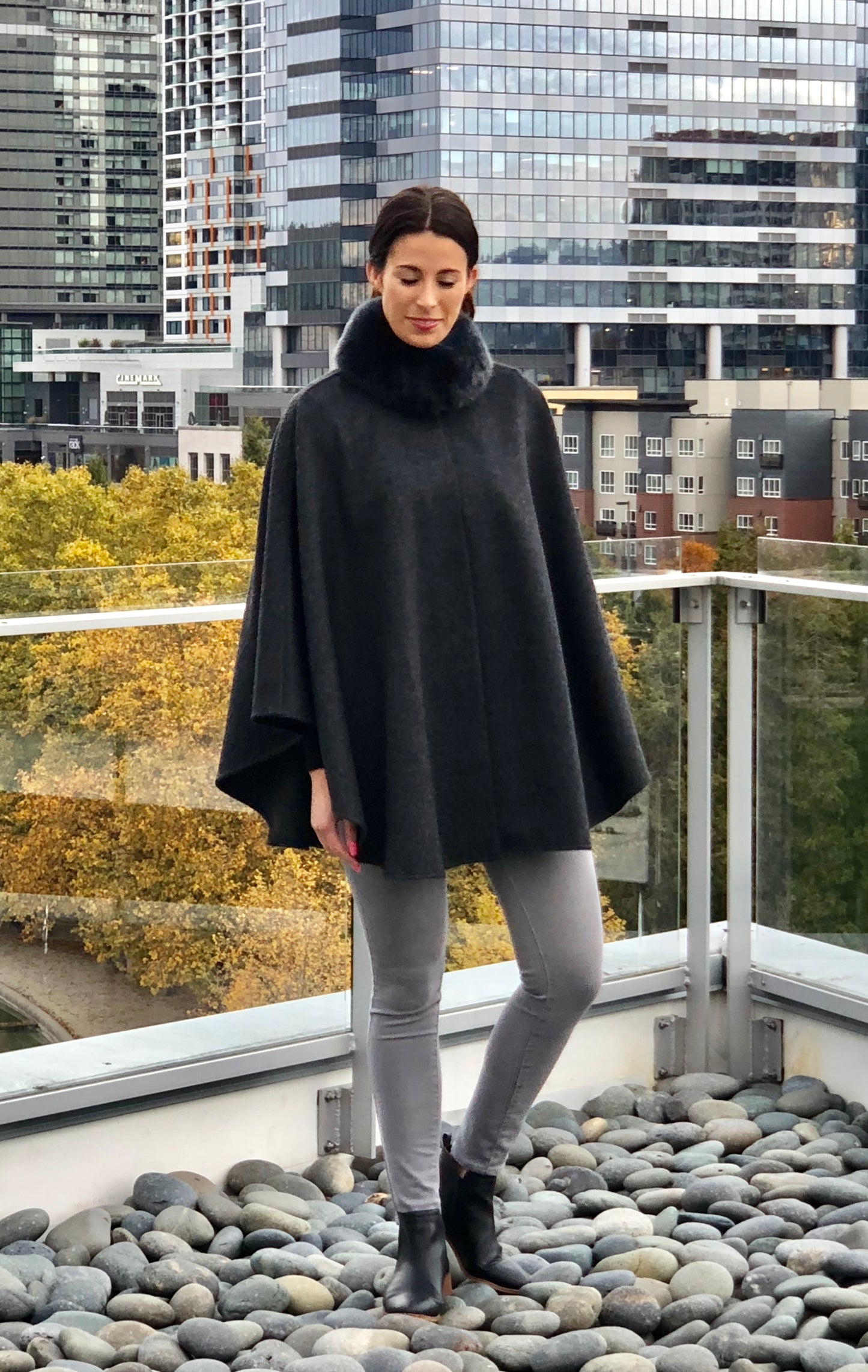 Paris Alpaca Cape With Mandarin Collar