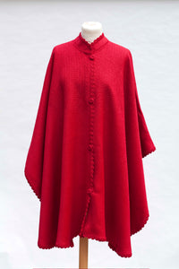 Divina Cape-Alicia Peru Sustainable Alpaca - red color- front fit view