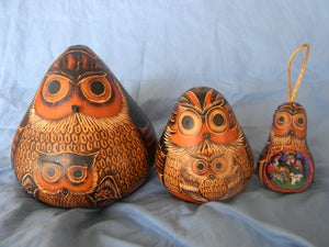 Medium Carved Owl Gourd-Alicia Peru Artisanal Fair Trade